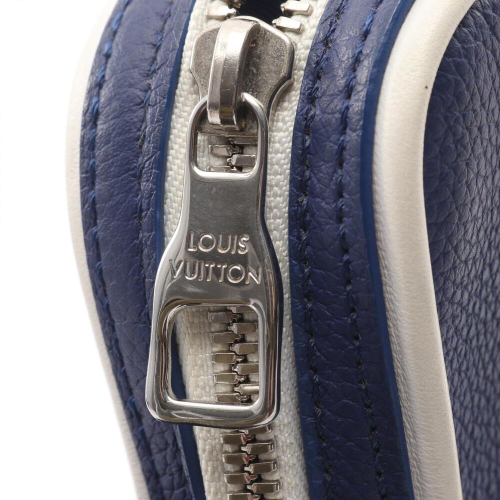 Louis Vuitton Navy Bag Leather Danube White LV Shoulder Blue - Picture 7 of 8